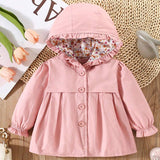 Casaco Trench com Capuz, Menina Bebê /Inverno